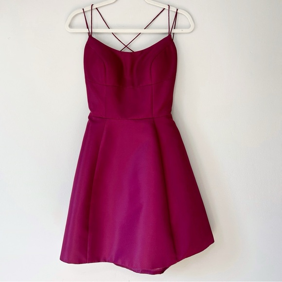 Sherri Hill 52154 Cocktail Mini Dress Tie Back Corset Back Open Back Burgundy - Picture 1 of 10